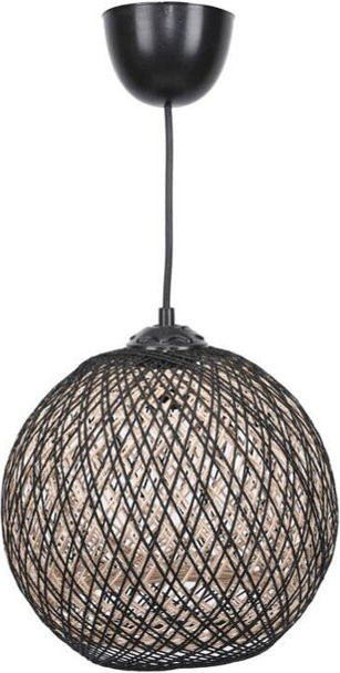 Opviq Pendelleuchte in Schwarz und Beige aus Jute und Metall mit E27 Fassung, B/H/T: 22 x 55 x 24 cm - Bild 1