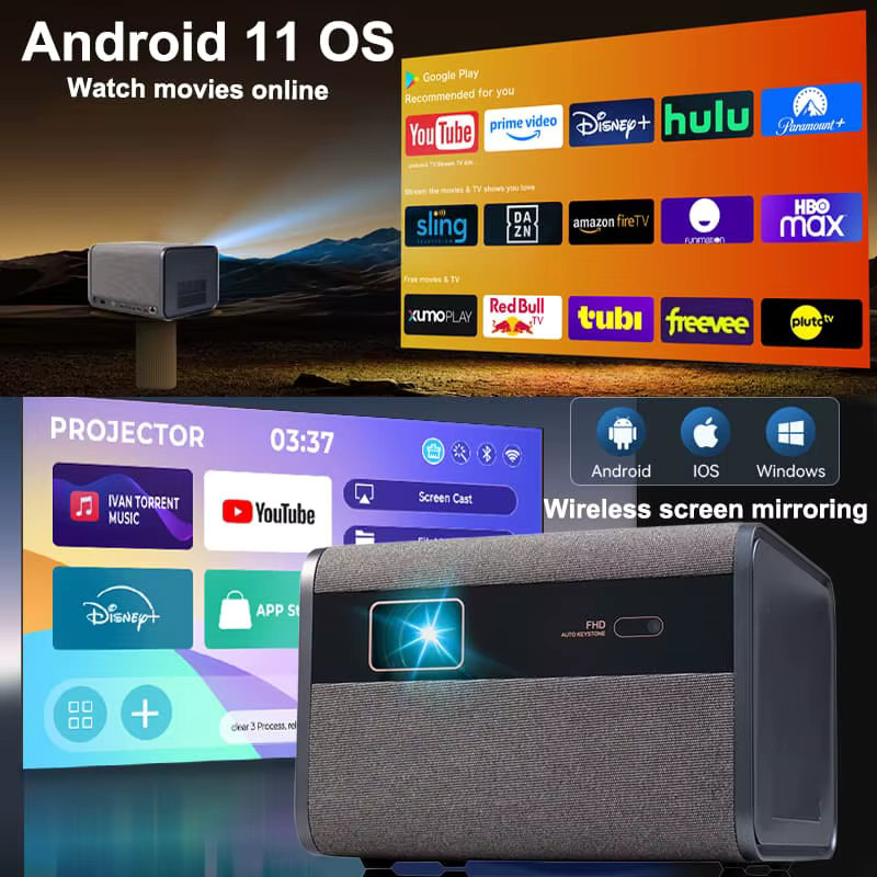 DITONG J10 Smart Projektor in Grau mit Native 1080P, 4K-Unterstützung, Autofokus, 3500 ANSI, WiFi 6 und Bluetooth 5.4 für Home Theater und Outdoor-Kino - Bild 4