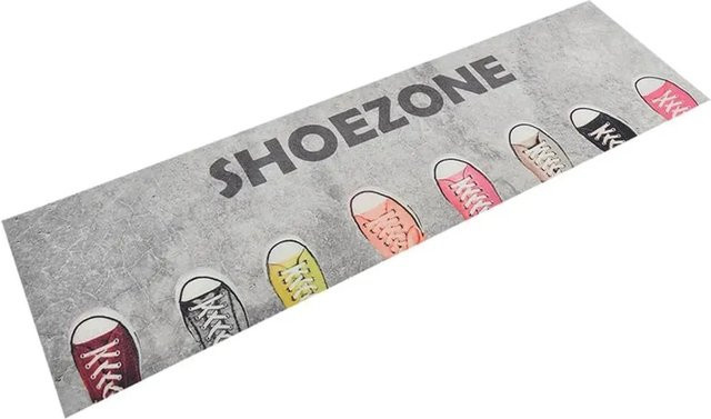vidaXL Küchenteppich Shoezone aus Samt in Grau, Waschbar und Rutschfest, B: 45 cm, L: 150 cm - Bild 1