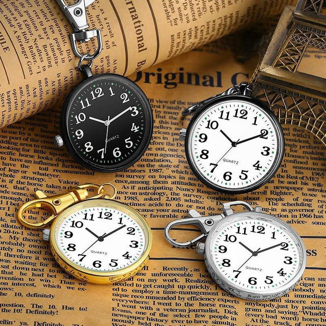 Taschenuhr Schlüsselbund, Quarz, Kunststoff, Gold, Unisex - Bild 1