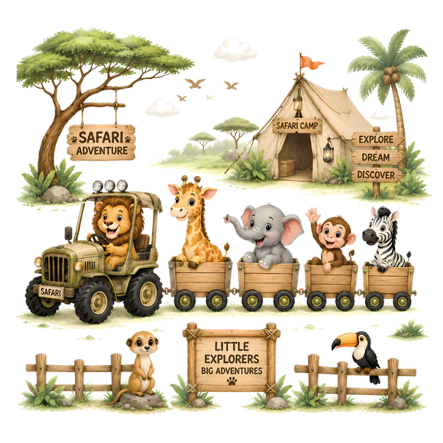 Kingsmile Wandaufkleber Dschungel-Safari-Tiere für Kinderzimmer mit Löwe, Elefant und Giraffe in Multicolour - Bild 3