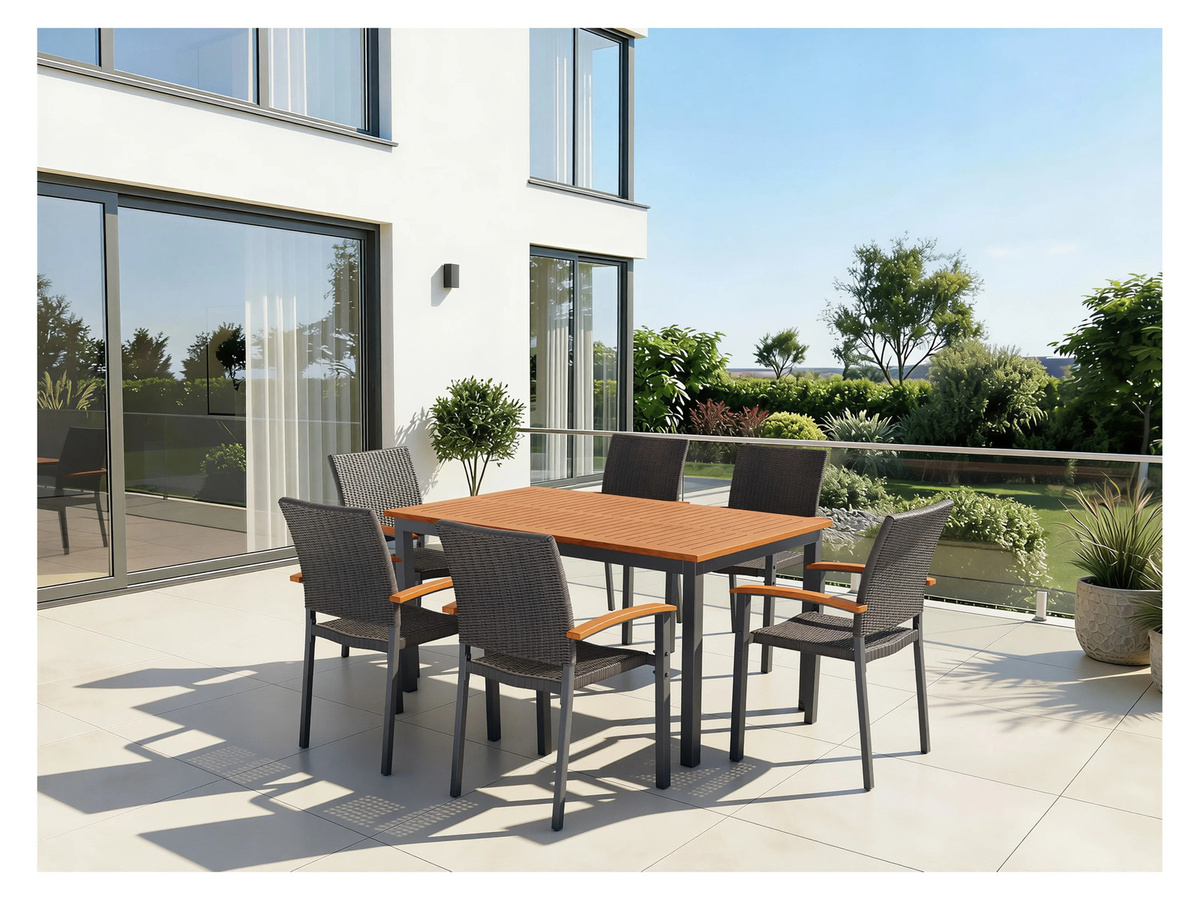 LIVARNO Alu-Gartentisch Valencia aus Eukalyptusholz und Aluminium, braun, B/T/H: 150 x 90 x 74 cm - Bild 2