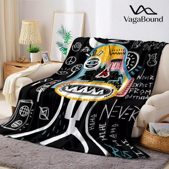JMG Household Supplies Flanell Decke mit Graffiti-Design in Multicolour, weich und warm, B/H: 70 x 100 cm - Bild 1