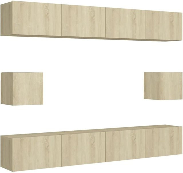 vidaXL 6-tlg. TV-Schrank-Set aus Holzwerkstoff in Sonoma-Eiche und Beige für dein Wohnzimmer - Bild 1