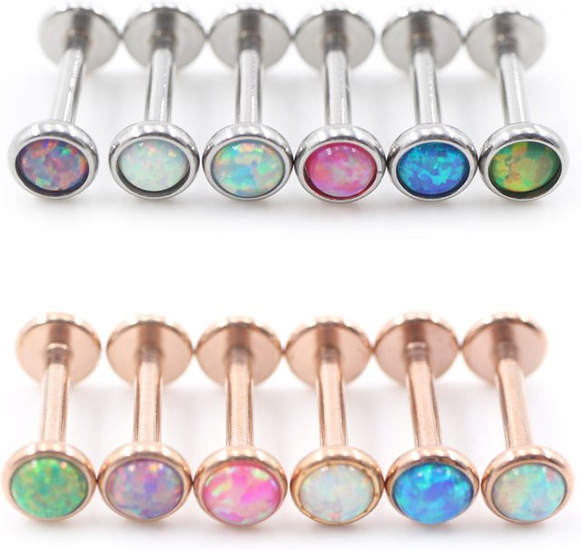 Alisouy Piercing Ring Edelstahl, Opal, Unisex - Bild 1