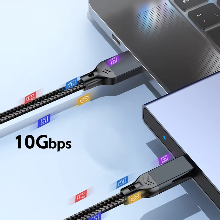 USB 3.2 Typ A auf Typ C Datenübertragungskabel 60W in Schwarz für Handys, Festplatten und Laptops - Bild 3