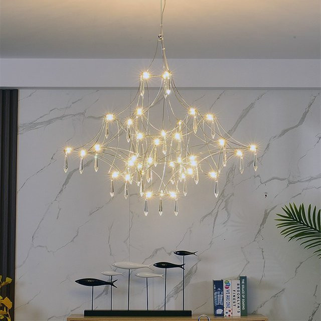 HomeLover Mira Quasar Kronleuchter aus Edelstahl und Kristall in Gold mit LED-Beleuchtung für Wohnzimmer, Schlafzimmer und Esszimmer - Bild 1