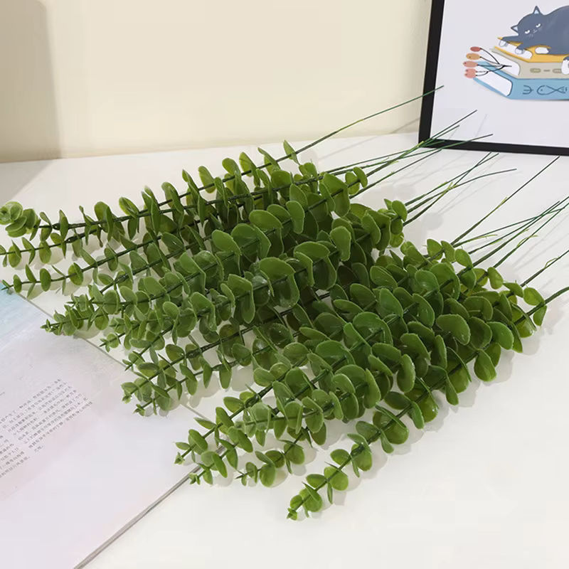 Künstlicher Eukalyptus Kmitang in Grün und Weiß, Tropische Plastikpflanze für Hochzeit und Wohnkultur, Höhe: 42 cm - Bild 2
