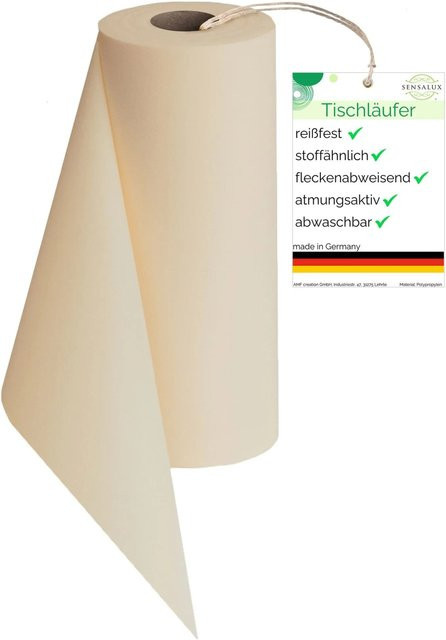 Sensalux Vlies-Tischläufer Creme, wasserabweisend und waschbar, Breite: 50 cm, Länge: 25 m - Bild 1