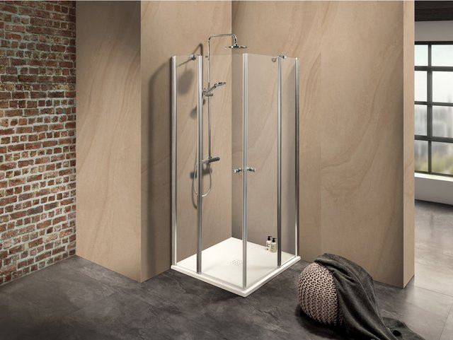 Duschkabine Vital 2 Eckdusche mit zweiteiliger Pendeltür an Festteil, transparent, silber, B/T: 77,5 x 75,0 cm, H: 200,0 cm - Bild 1