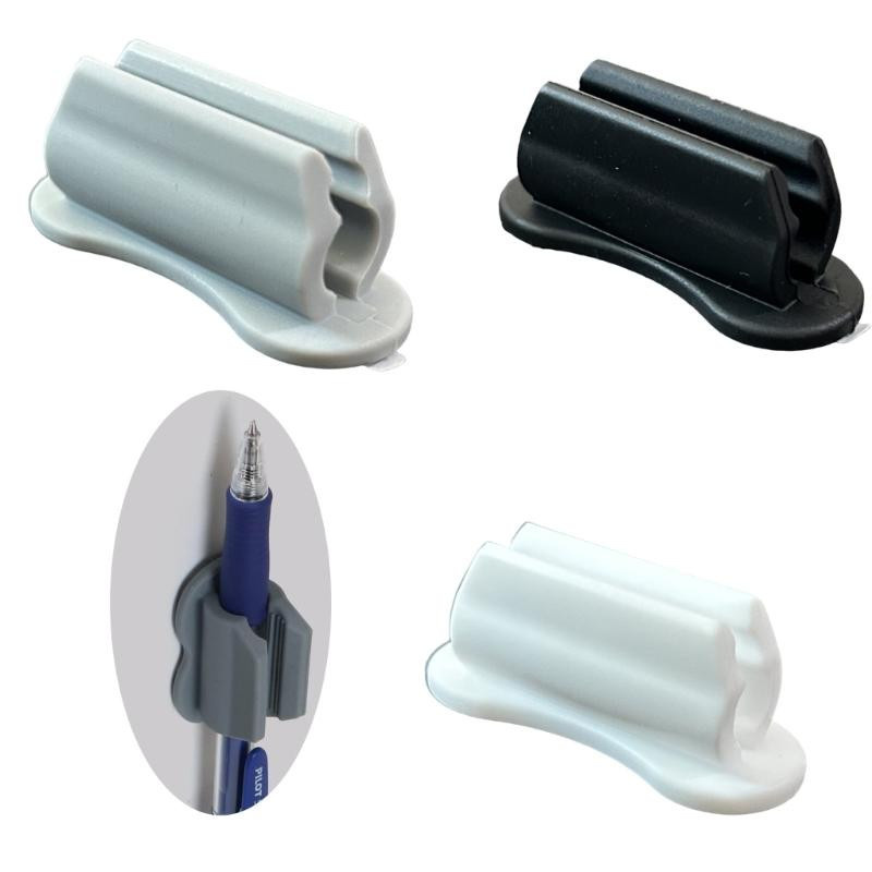 10 Stück Silikon Stifthalter mit Clip, selbstklebend, grau - Bild 2
