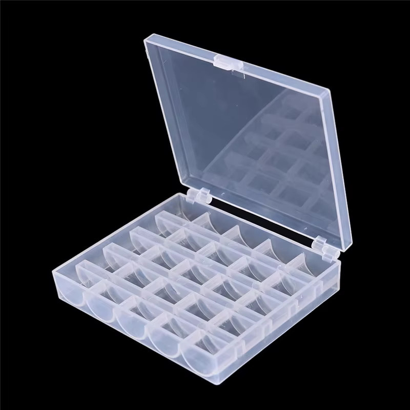 ouhoe Spulenrollen Aufbewahrungsbox aus Kunststoff für 25 Spulen, transparent - Bild 3