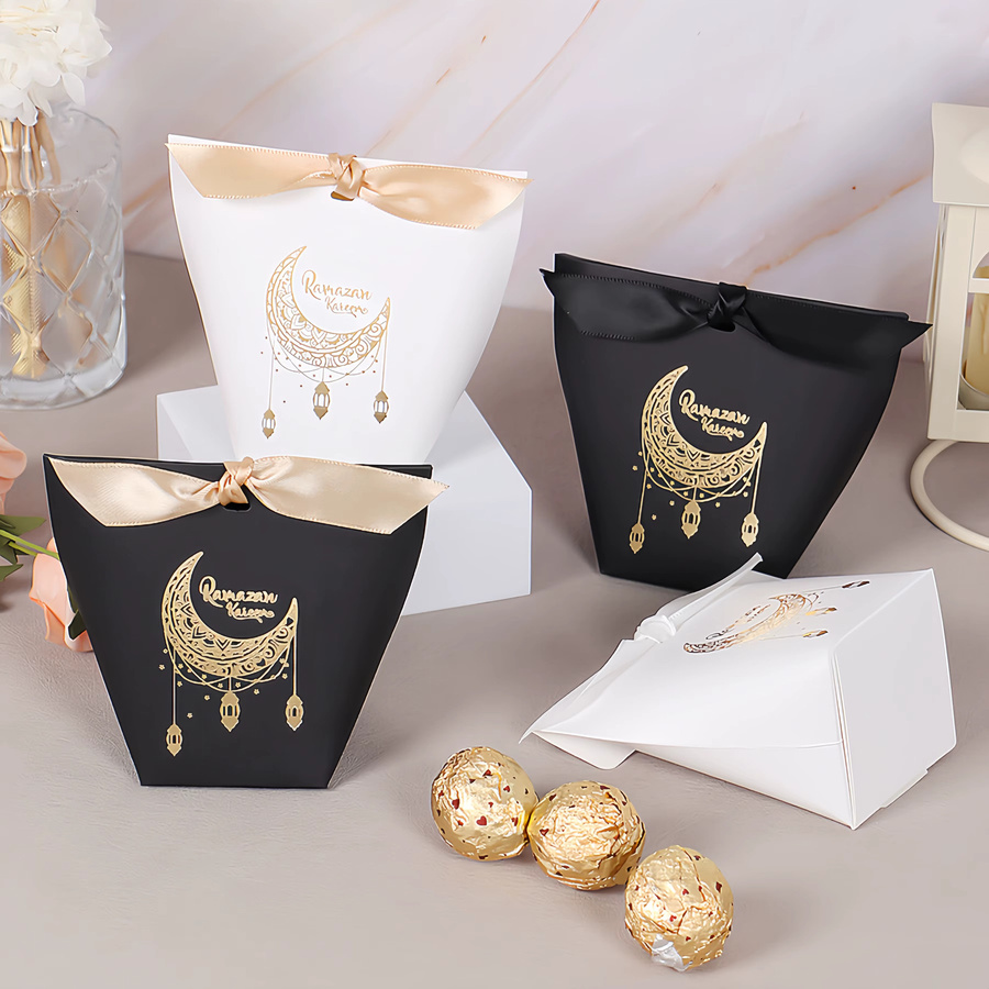 5 Stück Ramadan Mubarak Geschenkboxen aus Papier in Grün für Eid Mubarak Party Dekorationen - Bild 2
