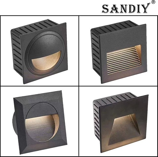 SANDIY Einbau-Außenwandleuchte in Schwarz, quadratische Balkonleuchte mit warmweißem Licht, wasserdichte Außenbeleuchtung für Hof und Wege - Bild 1