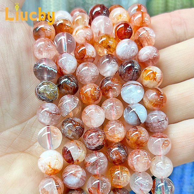 Liucby Armband, Naturstein Rot, Treibende Blume, Perlen, 15" - Bild 1