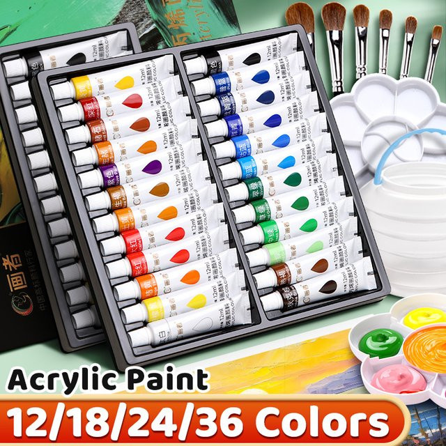 Professionelles Acrylfarben-Set in Multicolour für Papier, Holz, Leinwand und Keramik, 12 ml pro Farbe - Bild 1