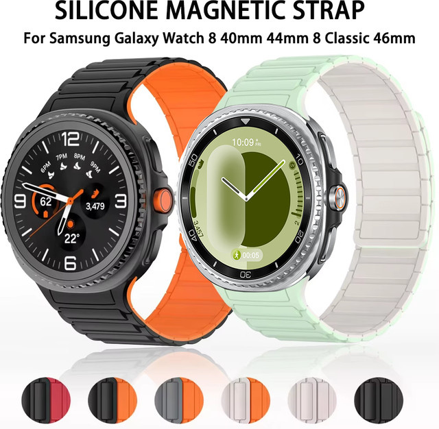 Uhrenarmband Silikon, Magnetisch, Schwarz, Unisex - Bild 1