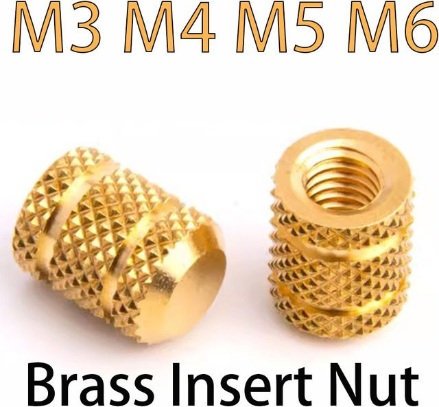 Messing Heat Set Einsatzmuttern für 3D-Drucker mit geschlossenem Ende, M3 M4 M5 M6 Rändelgewindeeinsätze in Gold-Optik - Bild 1