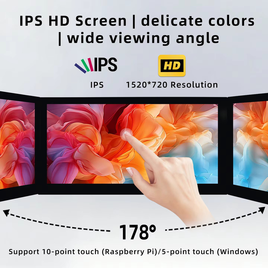 iPistBit 10,1 Zoll IPS HD LCD-Monitor mit 1520 x 720 Display in Schwarz für Raspberry Pi 5/4B/3B+ und Windows - Bild 4