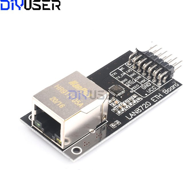 DIYUSER LAN8720 Ethernet-Modul mit RMII-Schnittstelle und 3,3V PHY-Transceiver in Schwarz für Arduino, STM32, ESP32 und Raspberry Pi - Bild 1