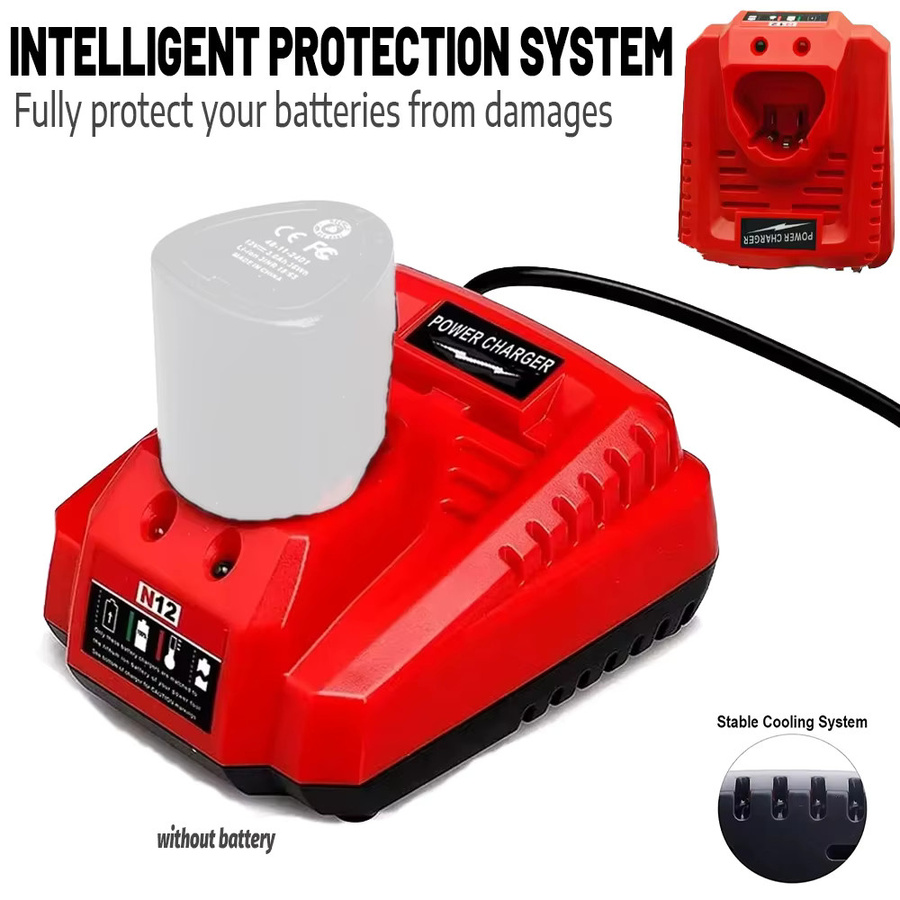 Milwaukee M12 N12 Lithium-Ionen-Akku-Ladegerät 3A Schnellladung Ersatzteil 48-11-2401 48-11-2402 C12B C12BX - Bild 2