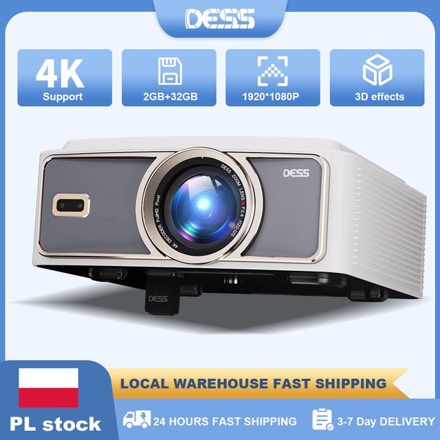 DESS 4K Heimkino-Projektor mit 1080P Full HD, Autofokus, Dual WiFi 6 und Bluetooth 5.0, Weiß - Bild 1