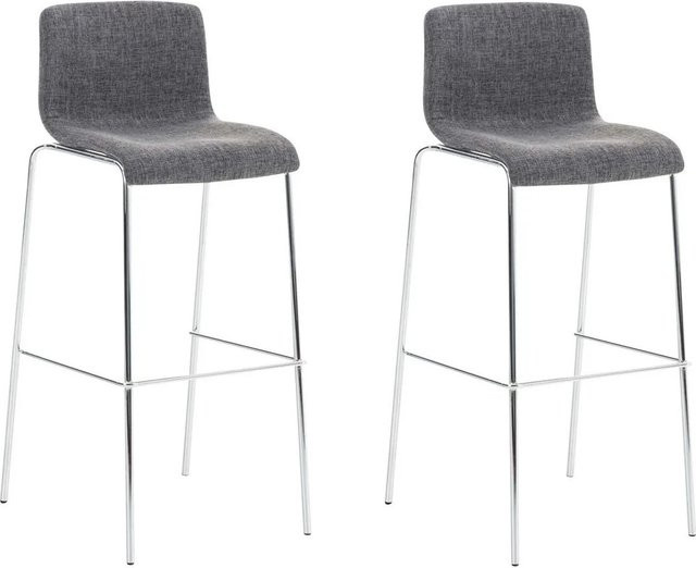 DELUKE 2er Set Barhocker TENAR in Hellgrau mit silbernem Gestell, B/T/H: 43 x 48 x 100 cm - Bild 1