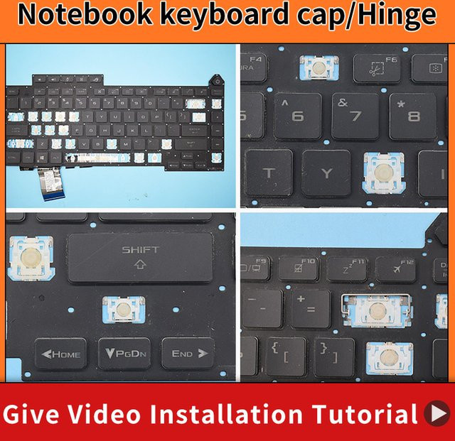 Asus Ersatz-Tastenkappe mit Scherenclip-Buchstabenklappmechanismus für ROG Strix G15 G513 G513Q G513QM G513QY in Schwarz - Bild 1