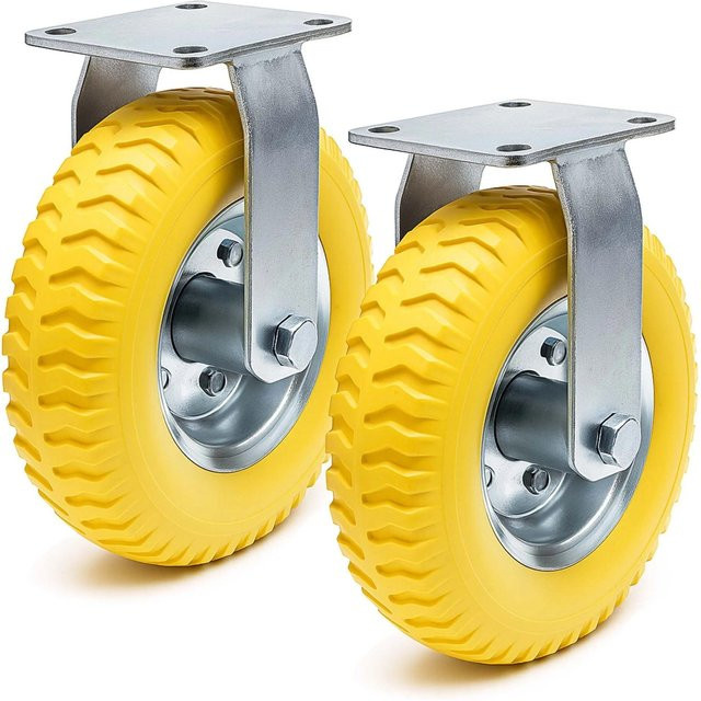 Wiltec Bockrollen Set 2er Pack Gelb Pannensichere Transportrollen aus Vollmaterial B/D/H: 22,5 x 5,8 cm - Bild 1