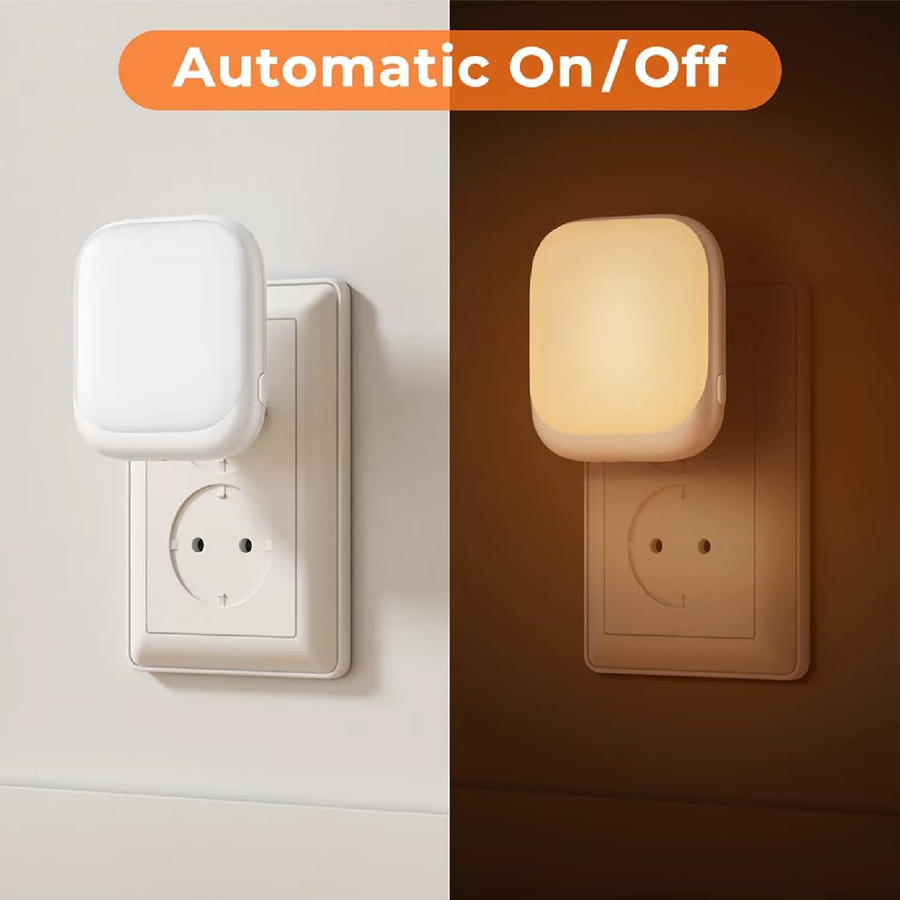 Ouelico Dimmbares Nachtlicht für Steckdose mit Dämmerungssensor, 0,5 W, Warmweiß, Weiß - Bild 2