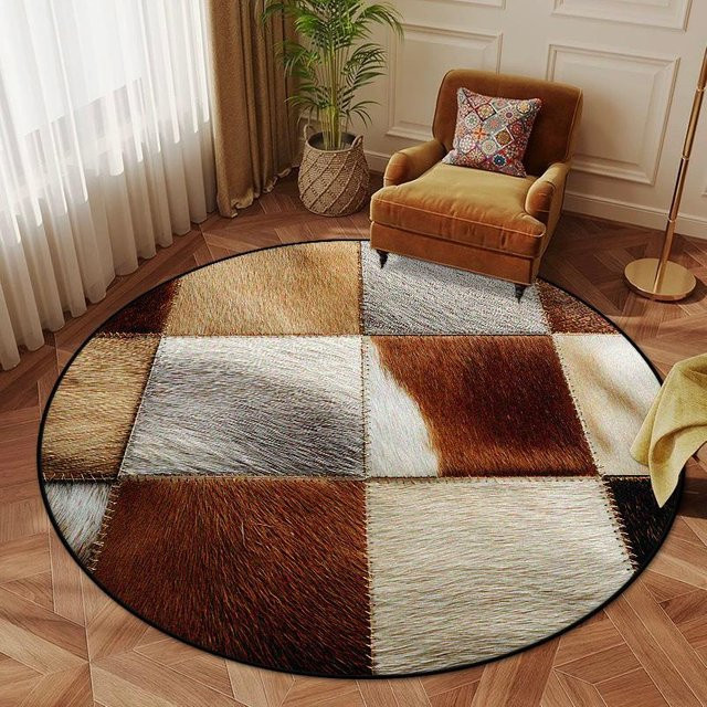 Runder Teppich Karpetti im Retro-Design, flauschig und rutschfest, mehrfarbig, Durchmesser: 60 cm - Bild 1