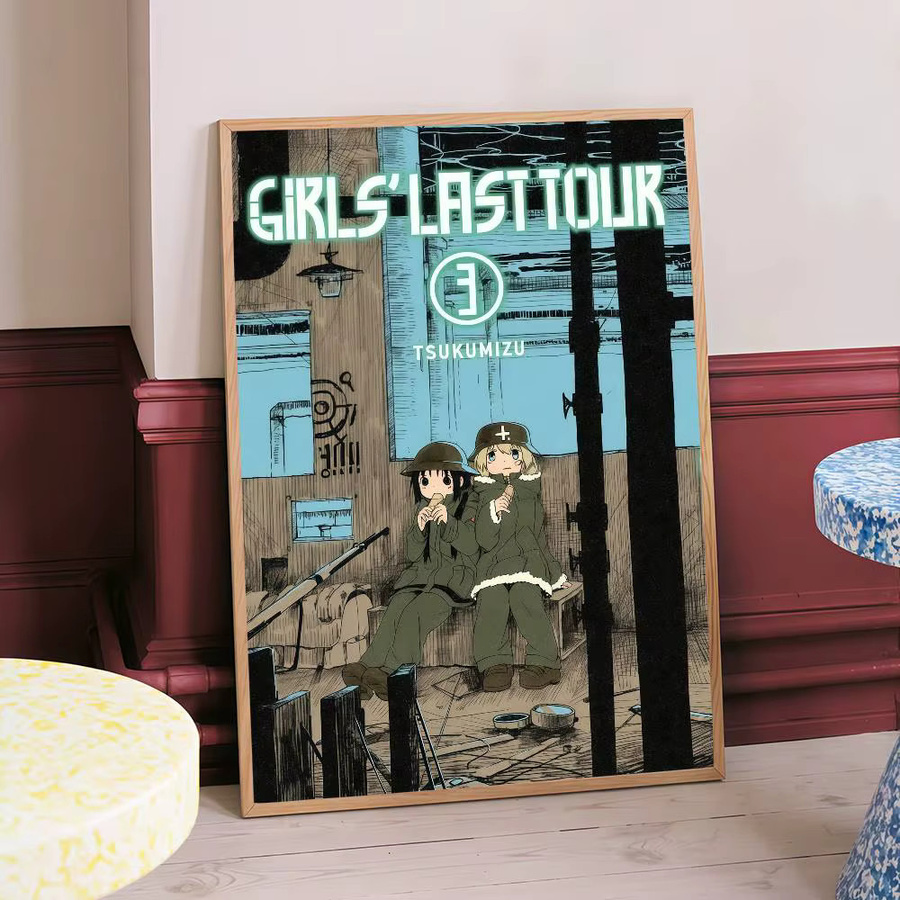 Selbstklebendes Anime Kunstposter Girls Last Tour Illustration in Mehrfarbig auf Whitepaper - Bild 5
