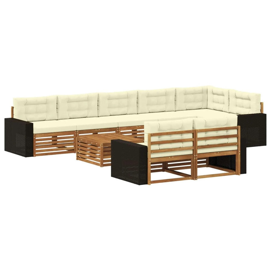 vidaXL Outdoor-Sofagarnitur aus Akazienholz mit 9 Kissen in Beige - Bild 2