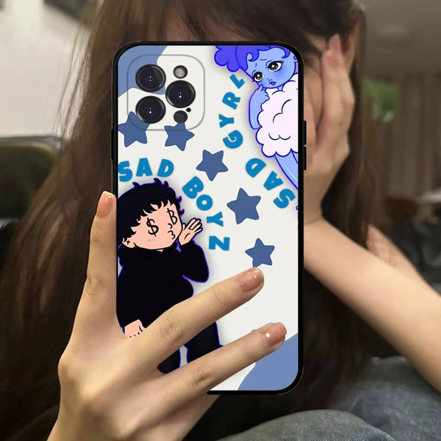 J-Junior H Sad Girl Handyhülle für iPhone 17 Air 16 15 14 13 12 11 Pro Max Plus TPU Soft Case in Multicolour - Bild 2