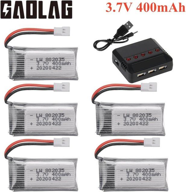 GAOLAG Lipo Akku und Ladegerät Set 3,7 V 400 mAh 35C in Weiß für RC Quadcopter Drohnen Ersatzteil X4 H107 H31 KY101 E33C E33 U816A V252 H6C - Bild 1