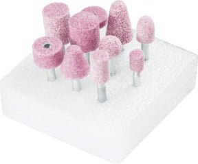 PFERD TOOLS STEEL EDGE Schleifstift-Set 10-tlg. A30 für Stahl und Stahlguss, Schaft-Ø 6 mm, Pink - Bild 1