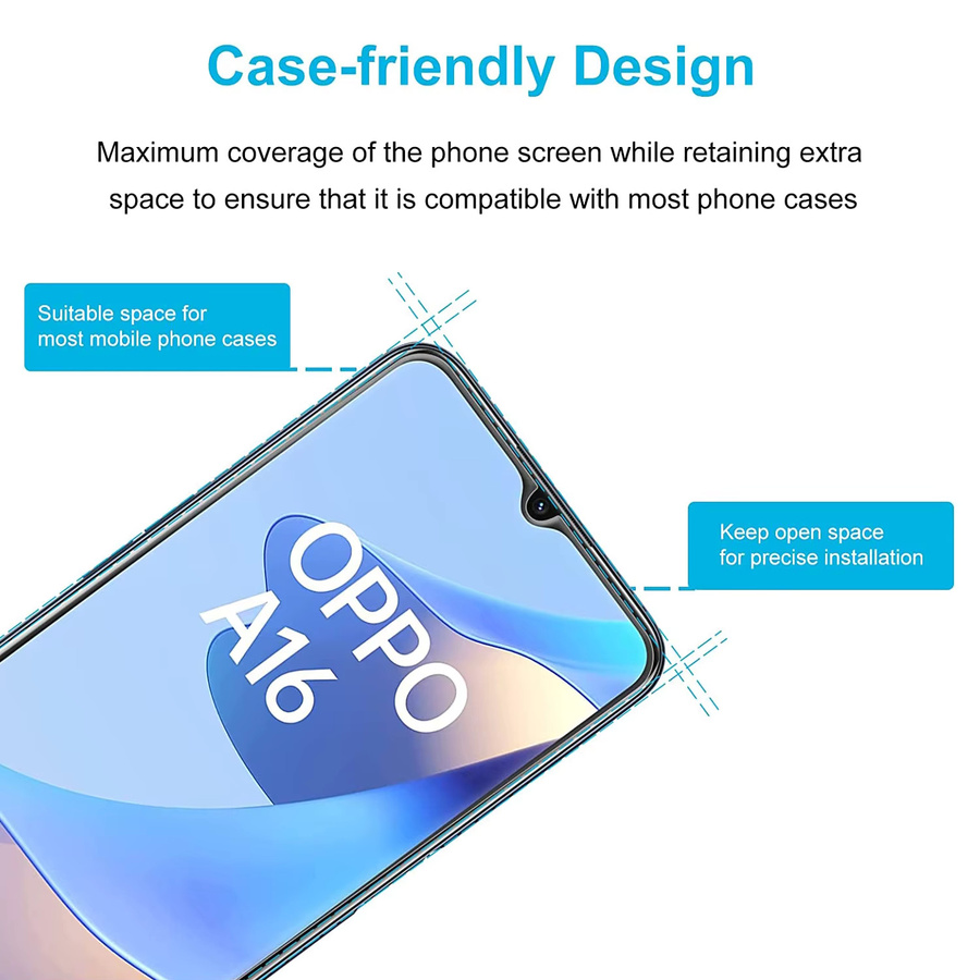 Leeshionz Displayschutzfolie aus gehärtetem Glas für OPPO A16, transparent, 2/4 Stück - Bild 2