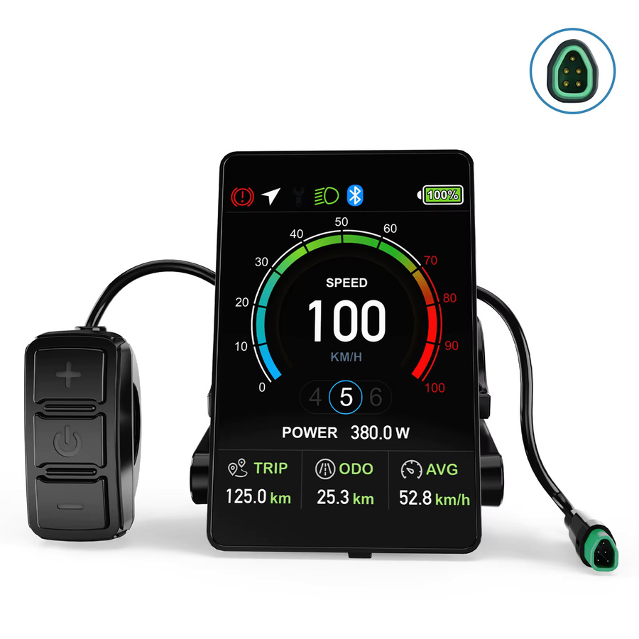 Bafang VD04 Vertikales E-Bike-Display mit 3,5 Zoll IPS Farbdisplay, IP67 Wasserdicht, 0-9 PAS-Stufen, Bafang CAN-Protokoll für Mittelmotoren, Schwarz, Typ-C Anschluss - Bild 2