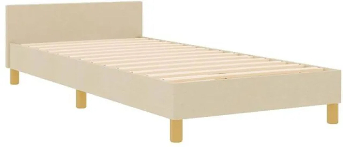 Polsterbett vidaXL mit Kopfteil in Beige aus Stoff, B/T/H: 100 x 200 x 128 cm - Bild 1