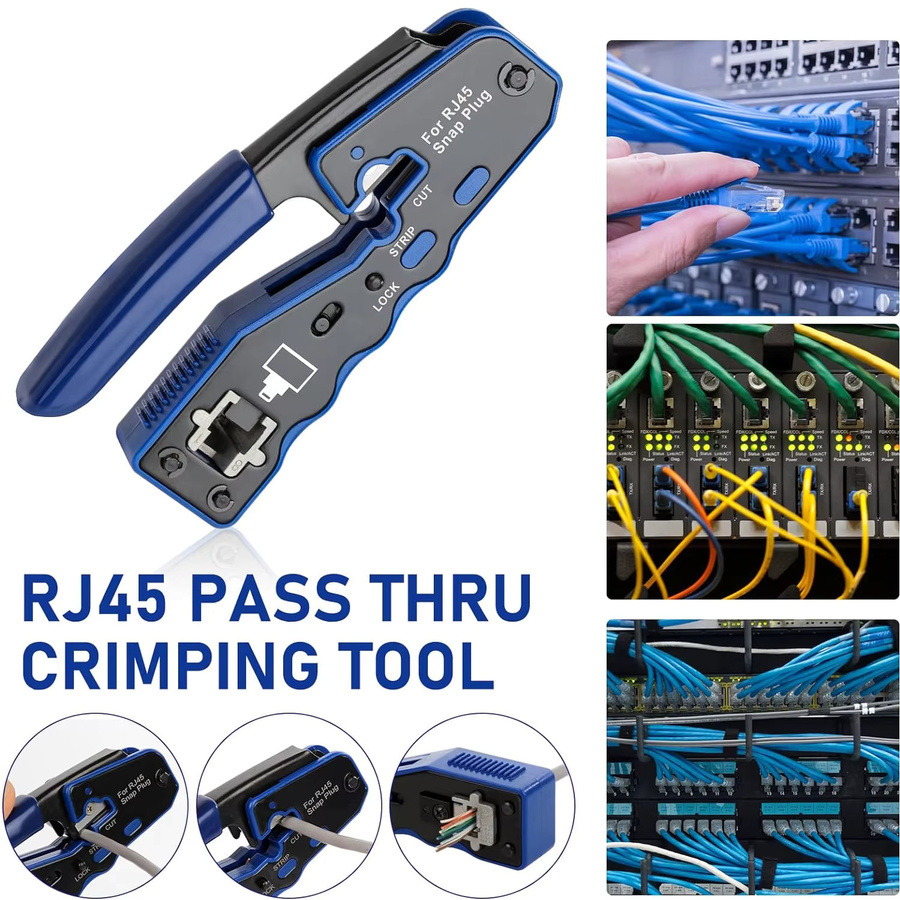 ZOERAX RJ45 Ethernet Crimpzange All-in-One Crimper für Cat6 und Cat5e Anschlüsse in Blau mit Ersatzklingen - Bild 2