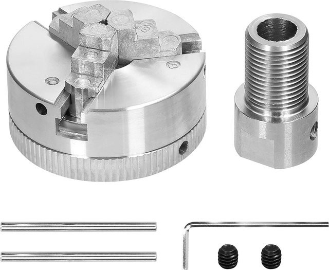 Selbstzentrierendes Drehfutter aus Zinklegierung in Silber für Schleif-, Fräs- und Drehmaschinen mit 3 oder 4 Backen und Befestigungsschraube - Bild 1
