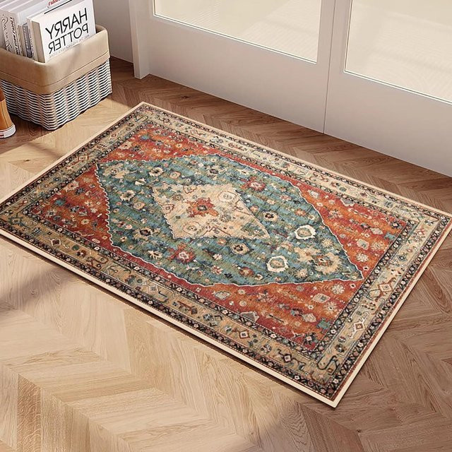 Lodestar Amerikanischer Perserteppich in Multicolour, Maschinenwaschbarer Niedrigflor Teppich mit rutschfester Unterseite, B/T: 80 x 50 cm - Bild 1
