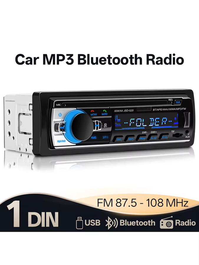 Hippcron 1DIN Stereo Autoradio mit Bluetooth, MP3-Player, FM Receiver und AUX/USB/TF-Karte in Schwarz - Bild 7