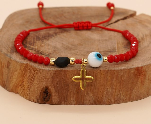 Go2Boho Armband, Edelstahl, Glas Augen Kristall Perlen, Damen - Bild 1