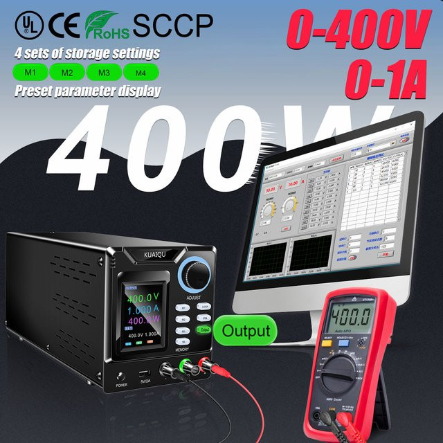 Nice-power Programmierbare Solar-Wechselrichter-Teststromversorgung mit 400V, 1A und 400W in Schwarz mit USB und RS-232 für die MPPT-Controller-Entwicklung - Bild 1