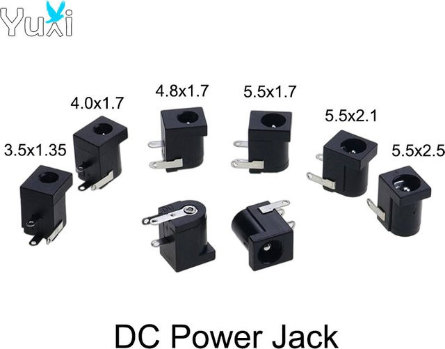YuXi 10 Stück DIP 3Pin DC Power Jack Buchsen für PCB Mount, Schwarz, verschiedene Größen - Bild 1