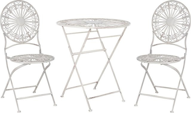 Beliani Bistro Set SCAFA Cremeweiß aus Metall für Balkon, Terrasse und Garten - Bild 1