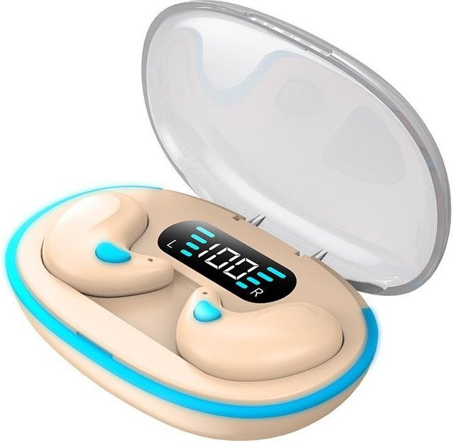 YiLi-Studio Kabellose In-Ear Bluetooth Kopfhörer in Beige mit Digitaldisplay und Atmungslicht - Bild 1