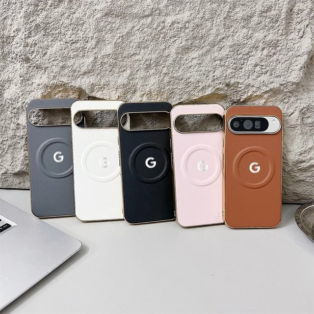 Matte PU-Leder Bumper-Hülle für Google Pixel 10, 9, Pro, XL, 8, 7, A/Pro in Weiß mit Anti-Fall-Schutz und kabellosem Laden - Bild 1
