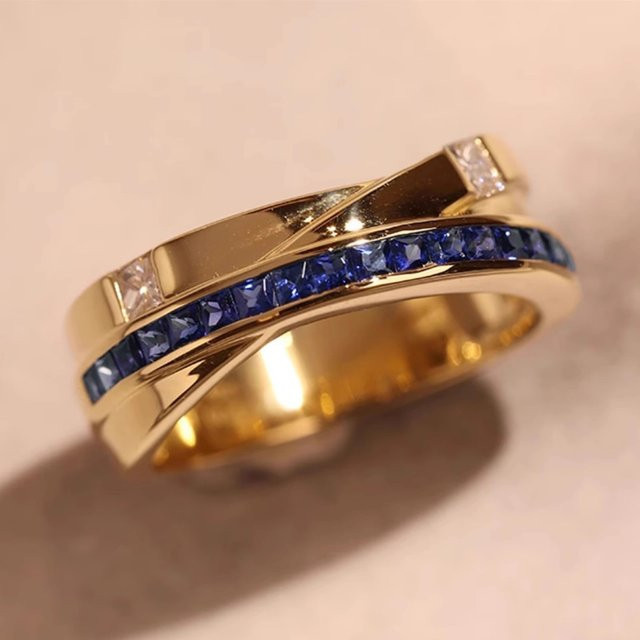 Huitan Kreuzring, Gold, Zirkonia, Damen - Bild 1